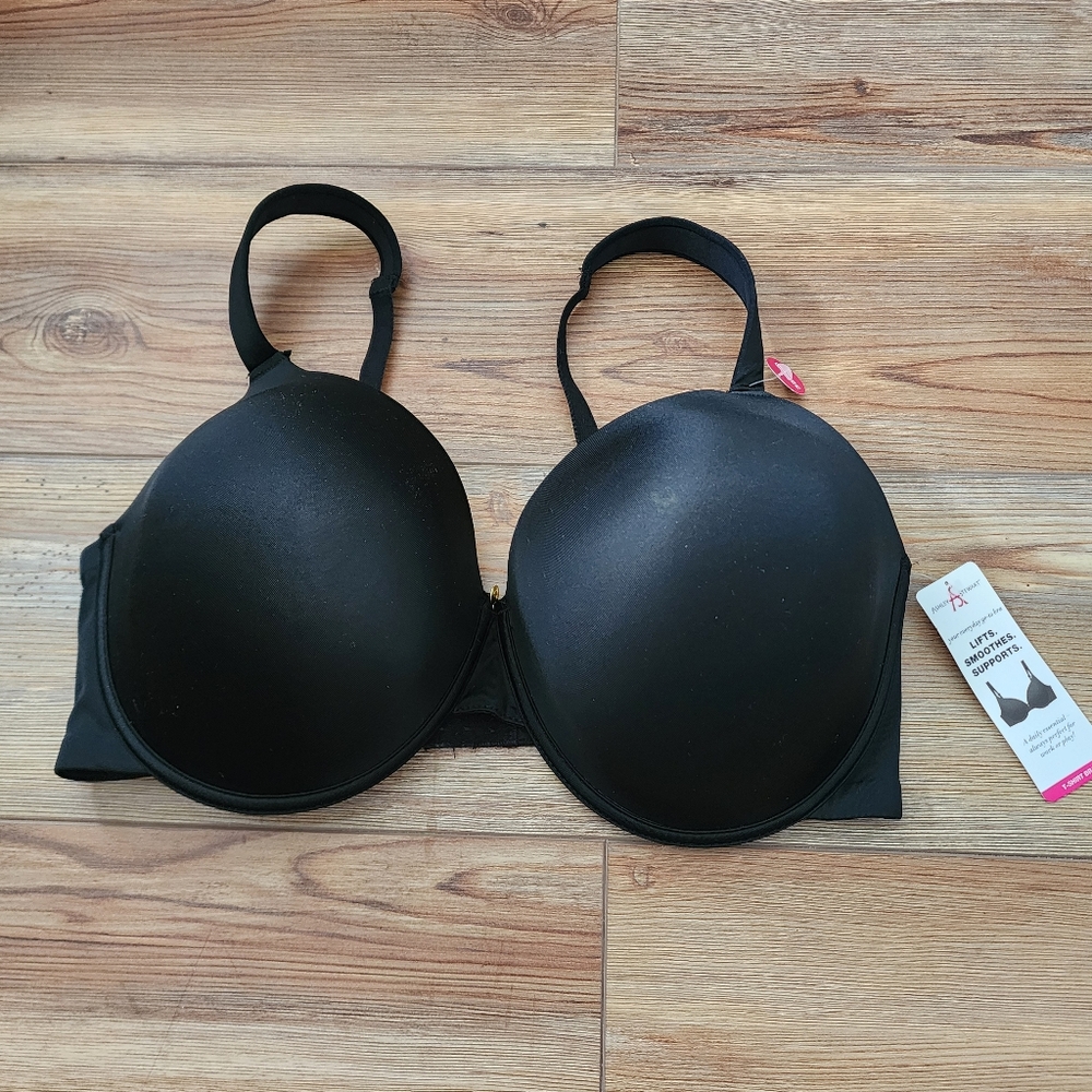 Ashley Stewart Micro Underwire T Shirt Bra Womens 38DDD Black NEW